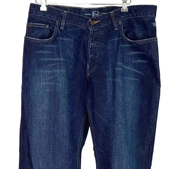 EAST WEST EW Mens 38 X 32 Buttonfly Hand Finished Boot Jeans Cotton Blue Y2K - Picture 3 of 11